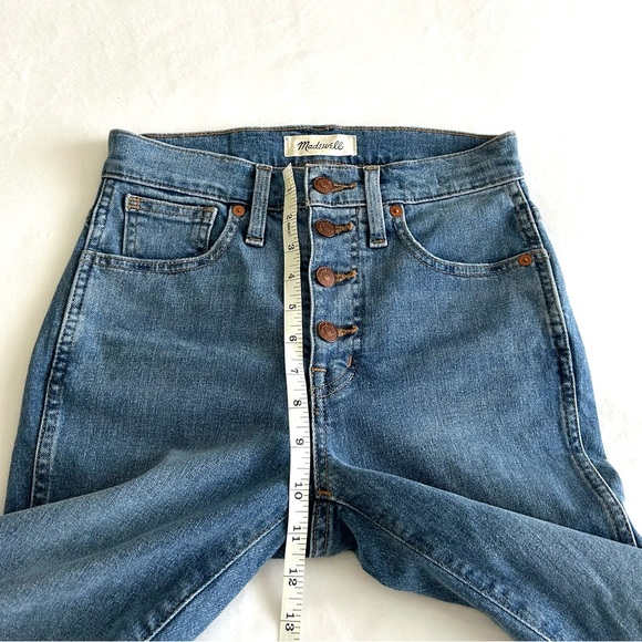 Madewell 10" High-Rise Button Front Blue Denim Skinny Jeans - Picture 8 of 11